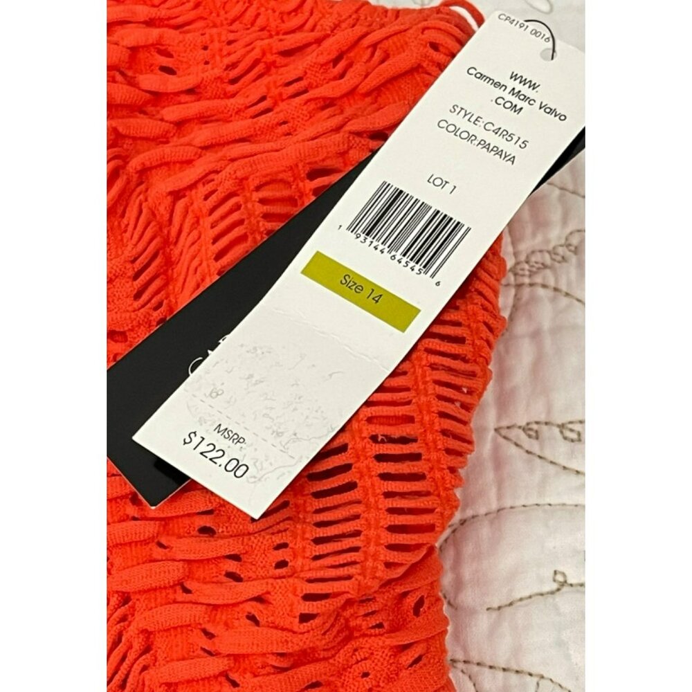 Carmen Marc Valvo $122 Cut Out Knit One Piece Swimsuit Sz 14 NWT - Picture 5 of 5